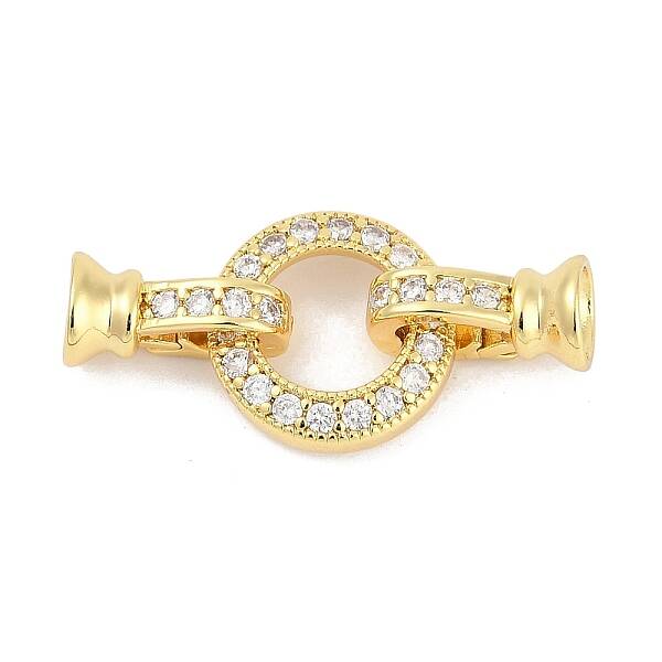 Brass Micro Pave Clear Cubic Zirconia Fold Over Clasps