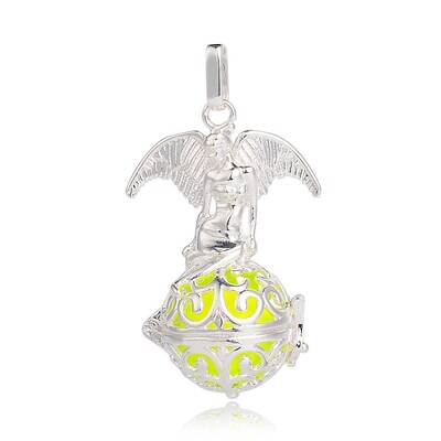 Silver Color Plated Brass Hollow Round Cage Pendants