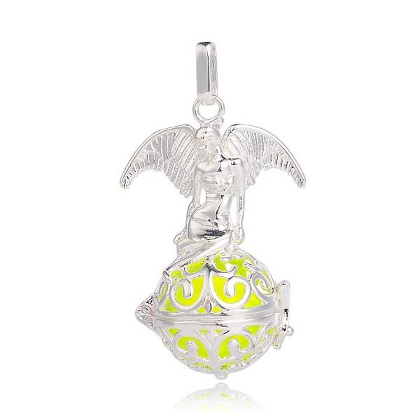Silver Color Plated Brass Hollow Round Cage Pendants