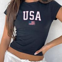 [Sale Up To 40%] USA Coquette Flag Baby Tee, Distressed 4th of July