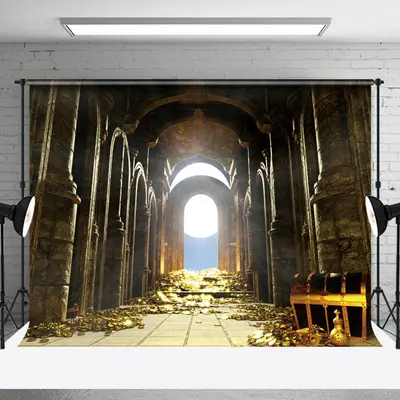 Retro Gold Palace Treasure Backdrop For Photo Booth - Aperturee