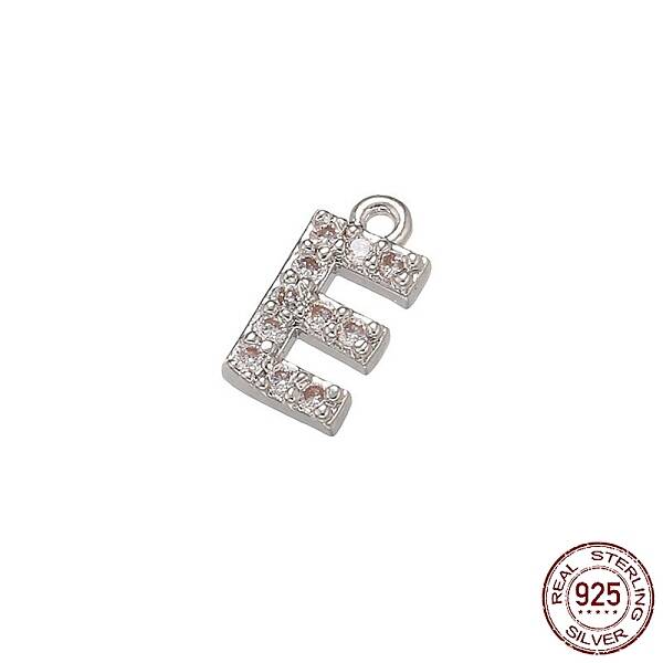 Real Platinum Plated Rhodium Plated 925 Sterling Silver Micro Pave Clear Cubic Zirconia Charms