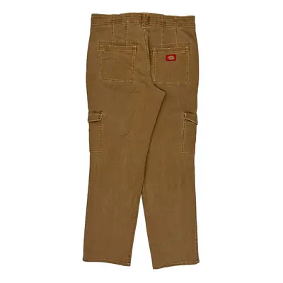 Dickies Cargo Trousers - 32W UK 12 Brown Cotton Blend | size: UK 12