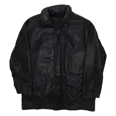 GANT Mens Overcoat Coat Black Leather Faux Suede L