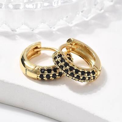 Brass Micro Pave Cubic Zirconia Huggie Hoop Earrings