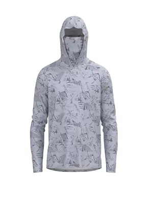 Men's Leaf Print Long Sleeve Hooded Sports Jacket, Quick Drying Breathable Sporty Outerwear for Outdoor, Gym Tops, Sports Run...