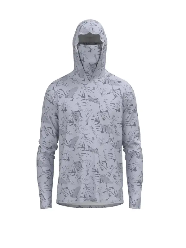 Men's Leaf Print Long Sleeve Hooded Sports Jacket, Quick Drying Breathable Sporty Outerwear for Outdoor, Gym Tops, Sports Run...