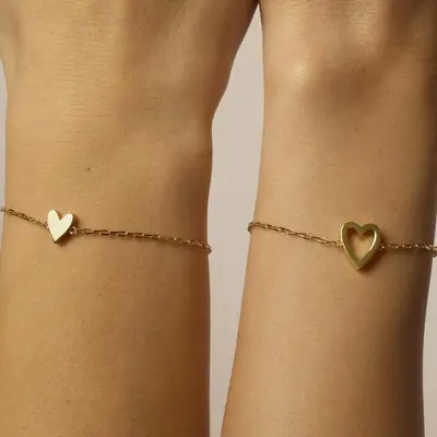 2PCS Polished Hollow Heart Adjustable Bracelets for Couples β Unisex Friendship Jewelry, Daily Wear Gift for Anniversary or...