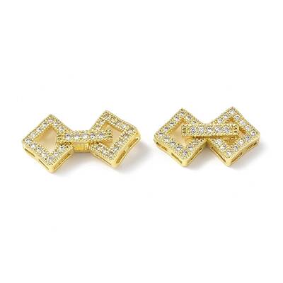 Rack Plating Brass Micro Pave Clear Cubic Zirconia Fold Over Clasps