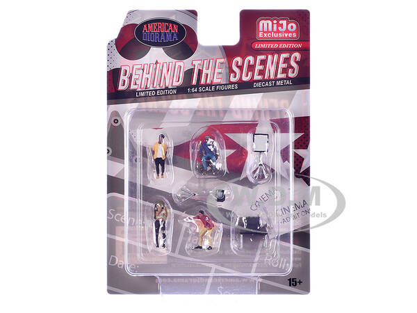 Behind The Scenes 7 piece (4 People, 3 Accessories) Diecast Figures Set 1/64 Scale Models by American Diorama