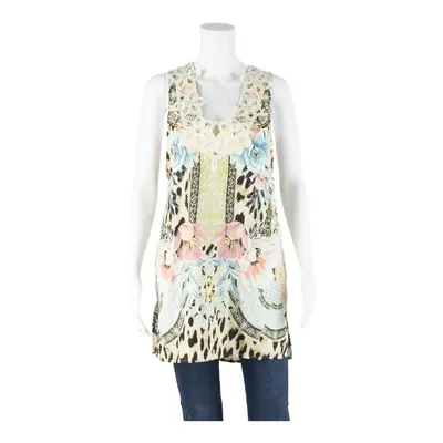 RIVER ISLAND Oversized Womens Printed Vest Beige Sleeveless Crazy Pattern S