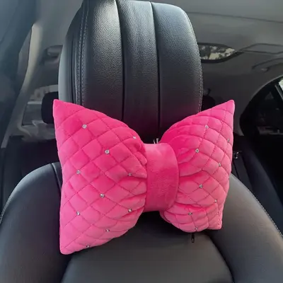 Rhinestone Decor Car Headrest Pillow for Summer, Cute Car Neck Pillow, Car Accessories for Women