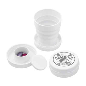 250 Promotional 3 1/2 oz Collapsible Cup w/Pillbox