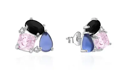 Agato Original Silver Earrings with Colored Zirconia AGT-E129PC