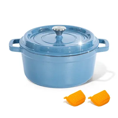 Roydx Glitter Dutch Oven Enamel Cast Iron cookware for Breads, Soups, Stews, Chilis, and One-Pot Meals Kitchen Lid Silicone S...