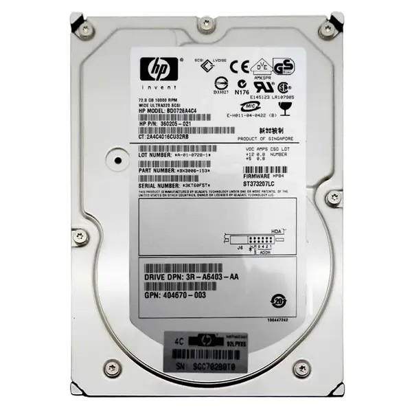 3R-A6403-AA HP 72.8GB Ultra-320 SCSI 10000 3.5-inch Hard Drive