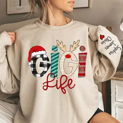 Christmas Love Custom Grandma Life Kids Sweatshirt - Aperturee
