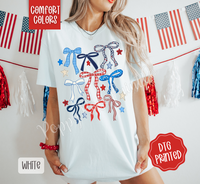 USA Bow Collage Shirt Comfort Colors, America Bow TShirt for July 4th, Memorial Day Tee, Patriotic Bow