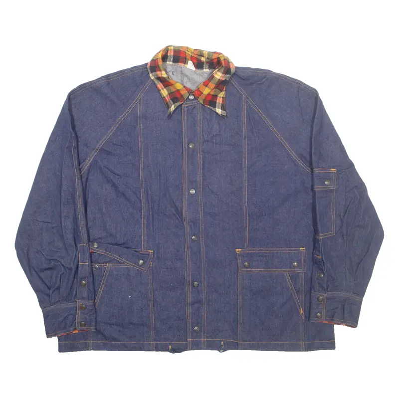 Check Womens Denim Jacket Blue 2XL