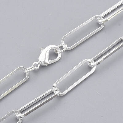Brass Flat Oval Paperclip Chain Necklace Making