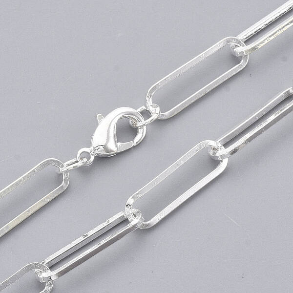 Brass Flat Oval Paperclip Chain Necklace Making