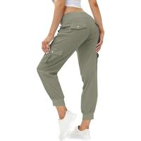 MoFiz  Lightweight Hiking Cargo Pants Outdoor Quick Dry Casual Travel Sweatpants Joggers Elastic Waist Button Pockets