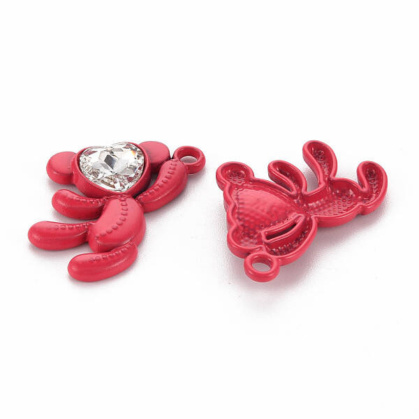 Spray Painted Alloy Rhinestone Pendants
