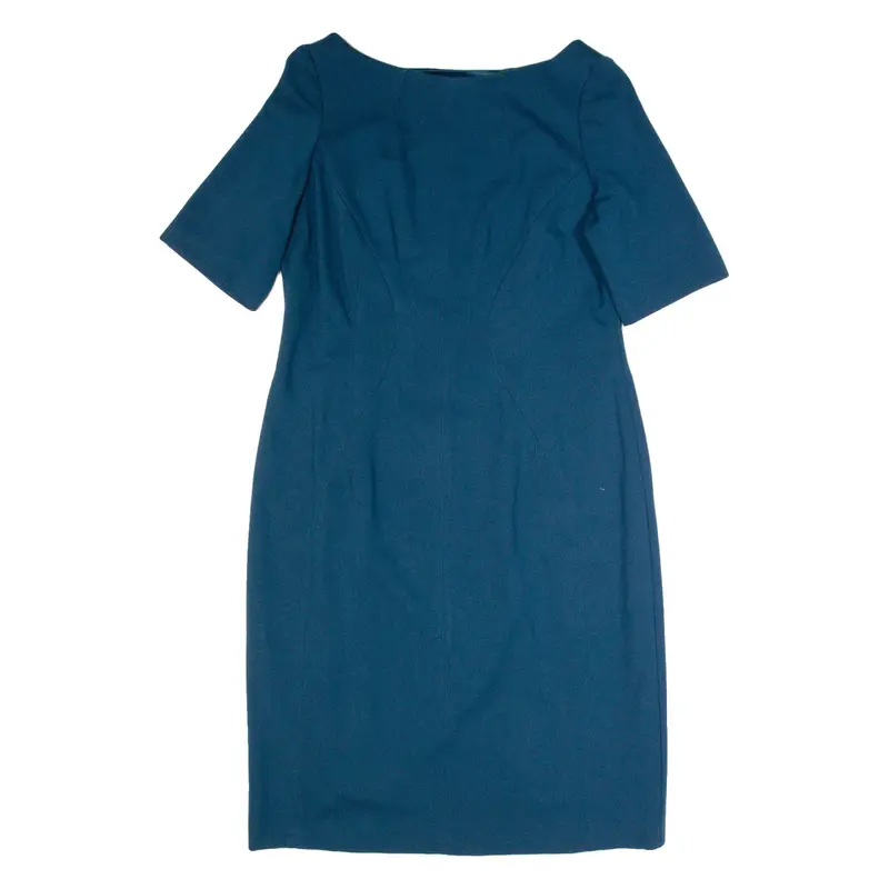 MONSOON Womens Pencil Dress Blue Short Sleeve Midi UK 16