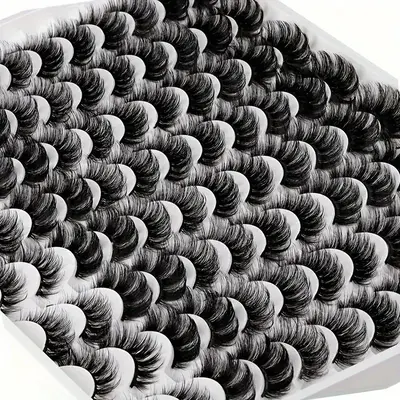 6 Styles False Eyelashes, 48 Pairs Wispy Cat Eye Look Faux Cluster Lashes, Natural Curling Eye Makeup Strip Lashes, Trending ...