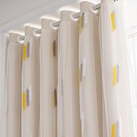 Wheat Ear Pattern Double-layer Design Blackout Curtain, 1 Count Fabric & Gauze Integrated Sunshade Curtain, Heavy Curtain, Wi...