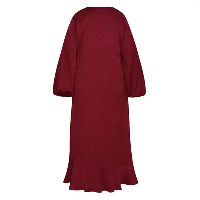 Aphrodite Red Burgundy Leopard Jacquard Midi Dress -Inclusive Plus Size up to UK 22 / US 18 | Size: Size UK 14/ US 10 | Color...