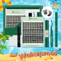 KEYYOU DIY Cluster Lashes Kit Volume Waterproof Long-Lasting Lash Extension Kit D Curl 8-18MIX Eyelash Extensions Cosmetic Ma...