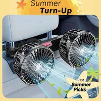 FathersDayGift Car Fan for Backseat Kids, Dual Head USB Car Seat Fan, 3 Speeds 360° Rotatable Fan for Car, Air Circulation F...