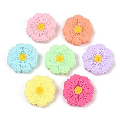 Flower Food Grade Silicone Focal Beads
