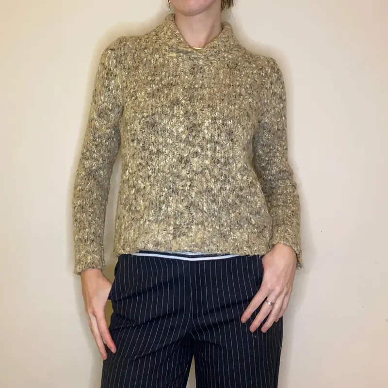 Lady Mei Collared Jumper - Large Beige Mohair