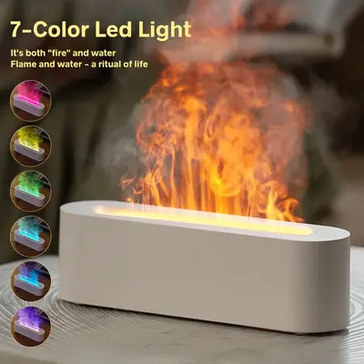 Air Humidifier,  Flame Design Aromatherapy machine Essential Oil Diffusers, Upgrade 7 Colour Lights Aromatherapy Diffuser, Oi...