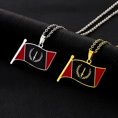 American black flag pendant necklace male and female couples versatile sweater chain accessories world necklace map necklace ...