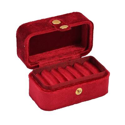 Mini Rectangle Velvet Ring Storage Boxes with Snap Buttons