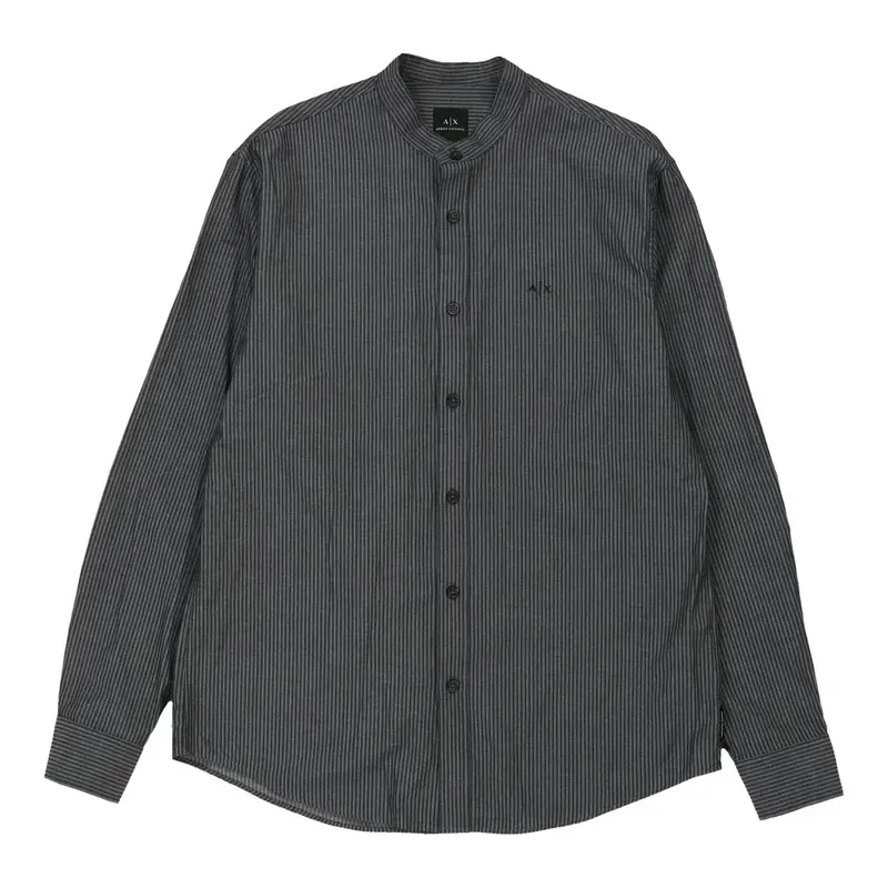 Armani Exchange Striped Shirt - Small Grey Cotton