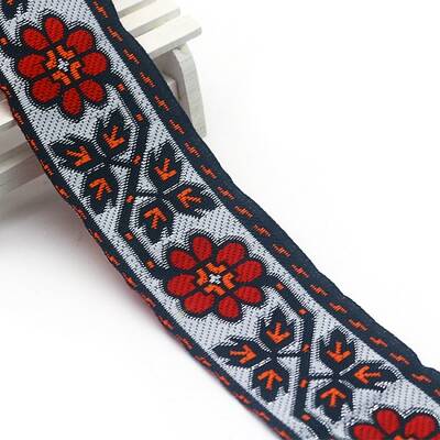 Flat Ethnic Style Embroidery Polyester Ribbons