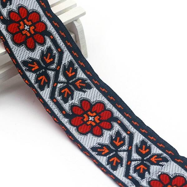 Flat Ethnic Style Embroidery Polyester Ribbons
