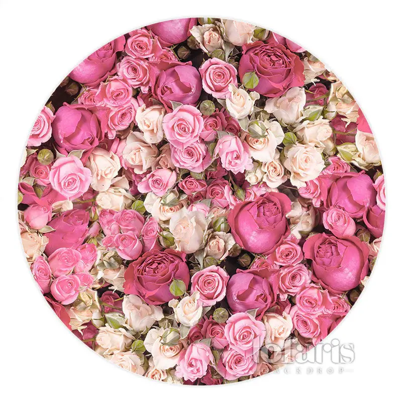 Aperturee Pink And Red Floral Wall Happy Birthday Circle Backdrop | Backdrop For Birthday Party | Cake Smash Backdrop | Name ...