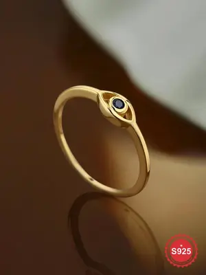 925 Sterling Silver Vintage Eye Design Ring, Fashion Artificial Zircon Decor Ring for Party, Daily Decor, Trendy All-match & ...
