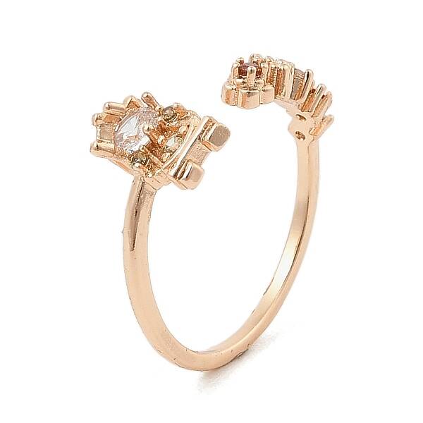 Brass Micro Pave Colourful Cubic Zirconia Open Cuff Rings for Women