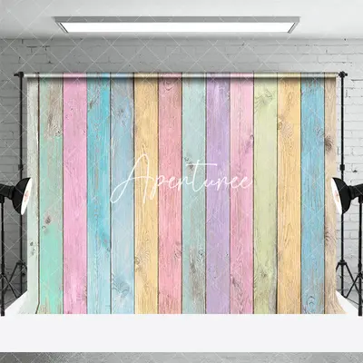 Aperturee Colorful Retro Wood Grain Easter Photo Backdrop, 3X2FT(1MX0.6M), 14 USD, easter backdrops, ZH0G852-M
