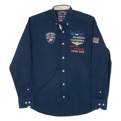 PAUL & SHARK Mens Plain Shirt Blue Long Sleeve M