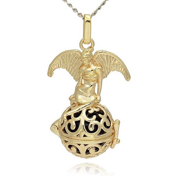 Golden Tone Brass Hollow Round Cage Pendants