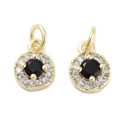 Brass Micro Pave Cubic Zirconia Charms