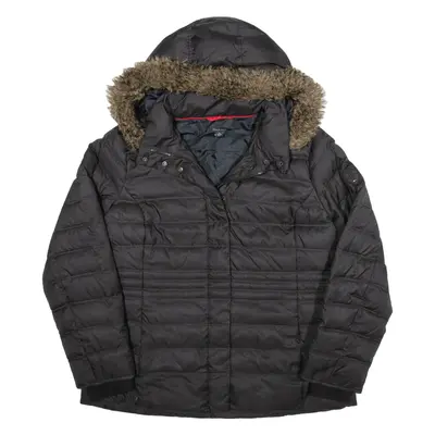 TOMMY HILFIGER Down Insulated Parka Style Puffer Coat Black Womens XL