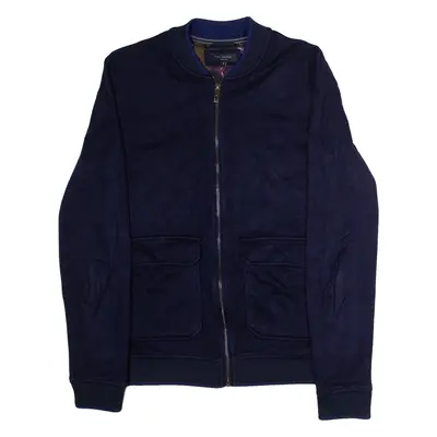 TED BAKER Mens Bomber Jacket Blue Knit Viscose M